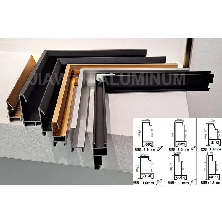 Color anodizing aluminium photo frame extrusion profile set manufacturer , photo frame brushed metal aluminium picture frames