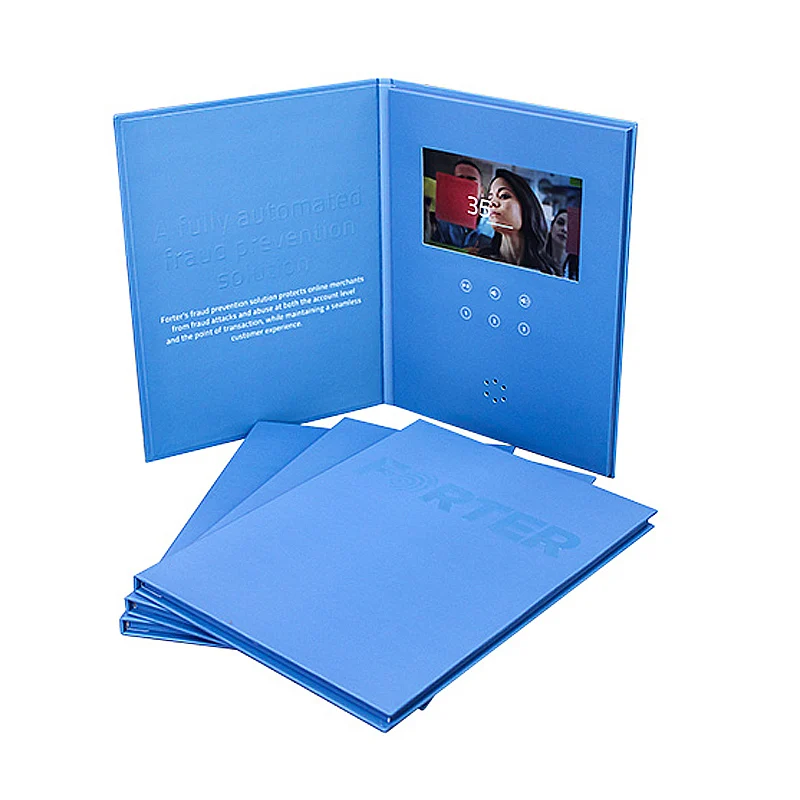 Customized A4 size hardcover paper 7 inch LCD video brochure 10.1 inch hd ips tft white video brochure blank video book