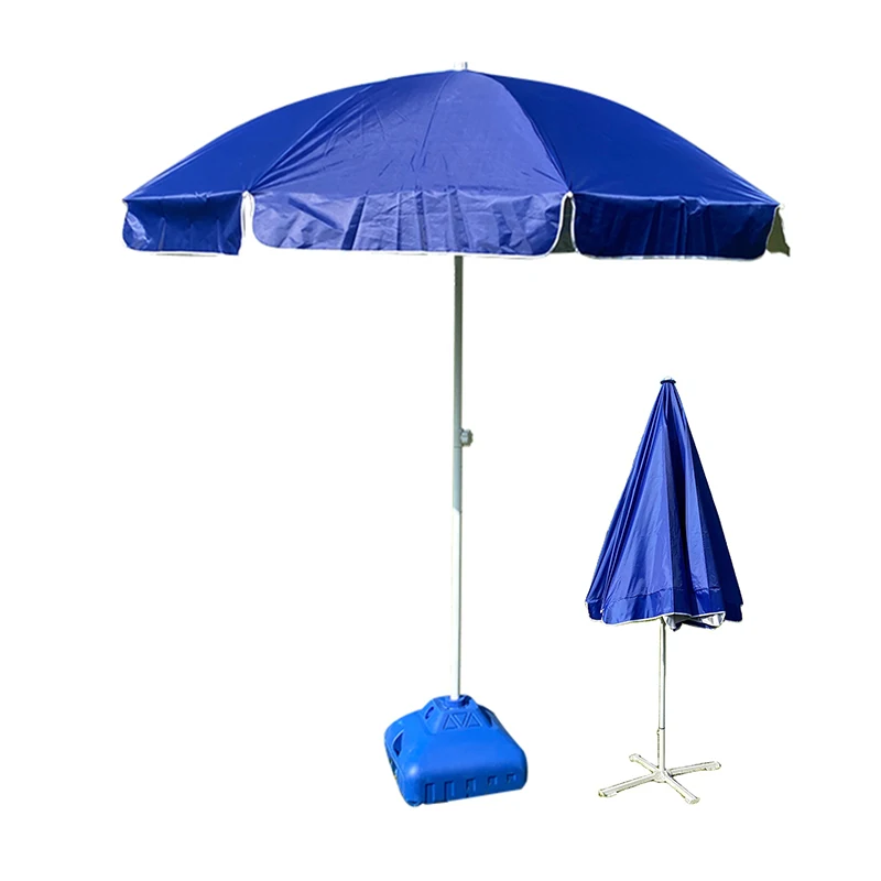 Custom Logo Printing Outdoor Waterproof Fold Sun Beach Umbrella 420d Silver Coated Oxford Fabric Uv Protection Umbrella