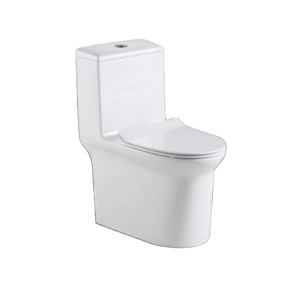 Model TTF021003 Modern WC Bathroom Toilets S Trap Ceramic White One Piece Toilet