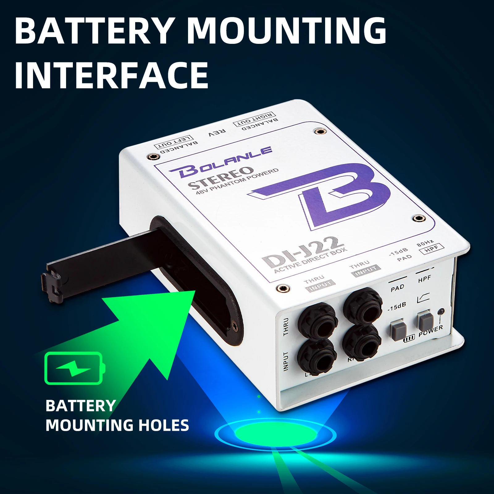 Bolanle J22 Di Box 5V 9V 48V Multi Functional Professional 2 Channel  Phantom Power Active Passive Direct Box