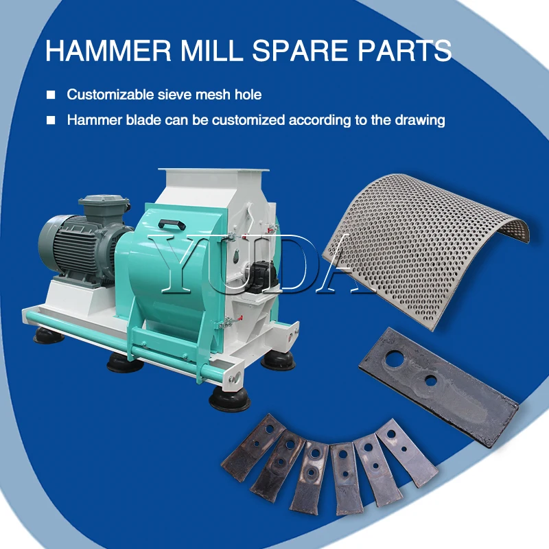 YUDA Poultry Feed Manufacturing Machine Farm Grain Rice Husk Hammer Mill Machine For Sale