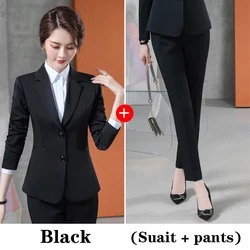 Fashion new women pants suits business formal long sleeve slim blazer and pants office ladies temperament work wear