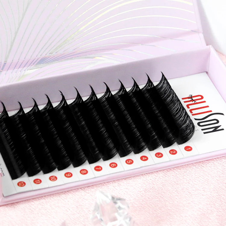 Allison Korean Pbt Material Individual Eyelash Extension Matte Black Private Label Custom Packaging Eyelash Extension