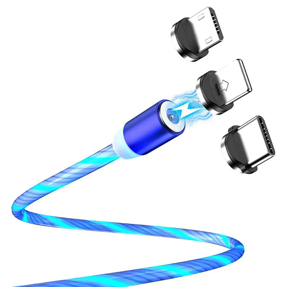  Бесплатный образец 3 в 1 телефон светящийся Круглый Магнитный разъем USB зарядный