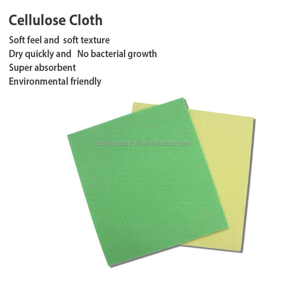 Eco Friendly  The Cheapest Sponge Cloth In Roll Sheet Cellulose Napkin Water Absorbent Cellulose Sponge Cloth 18x20cm