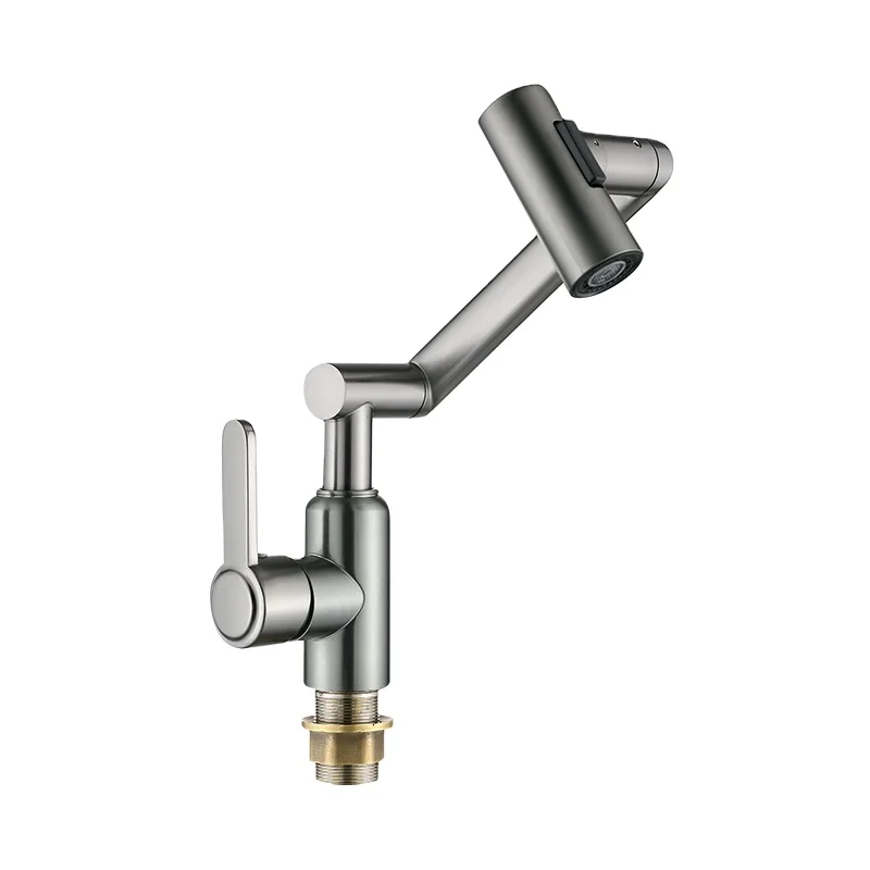 New Design Brushed Nickel Bathroom Faucet 360 Degree Pull Out Sprayer Basin Mixer Water Tap for Bathroom Washbasin