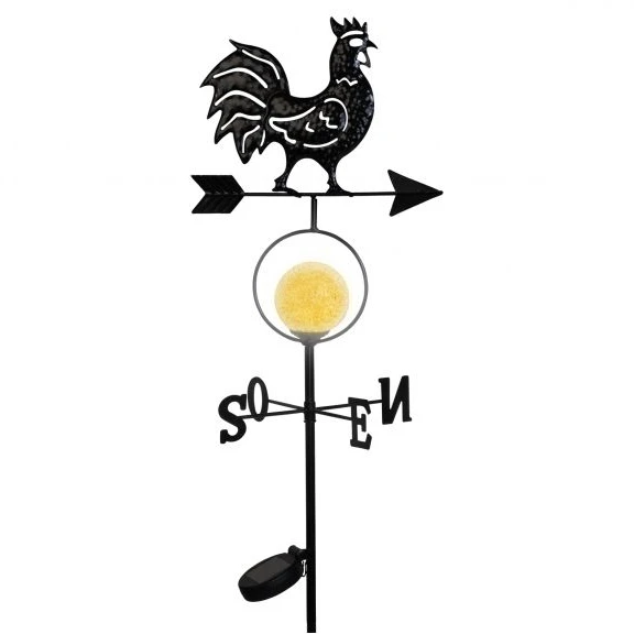 decoration garden metal animal cock solar light stake