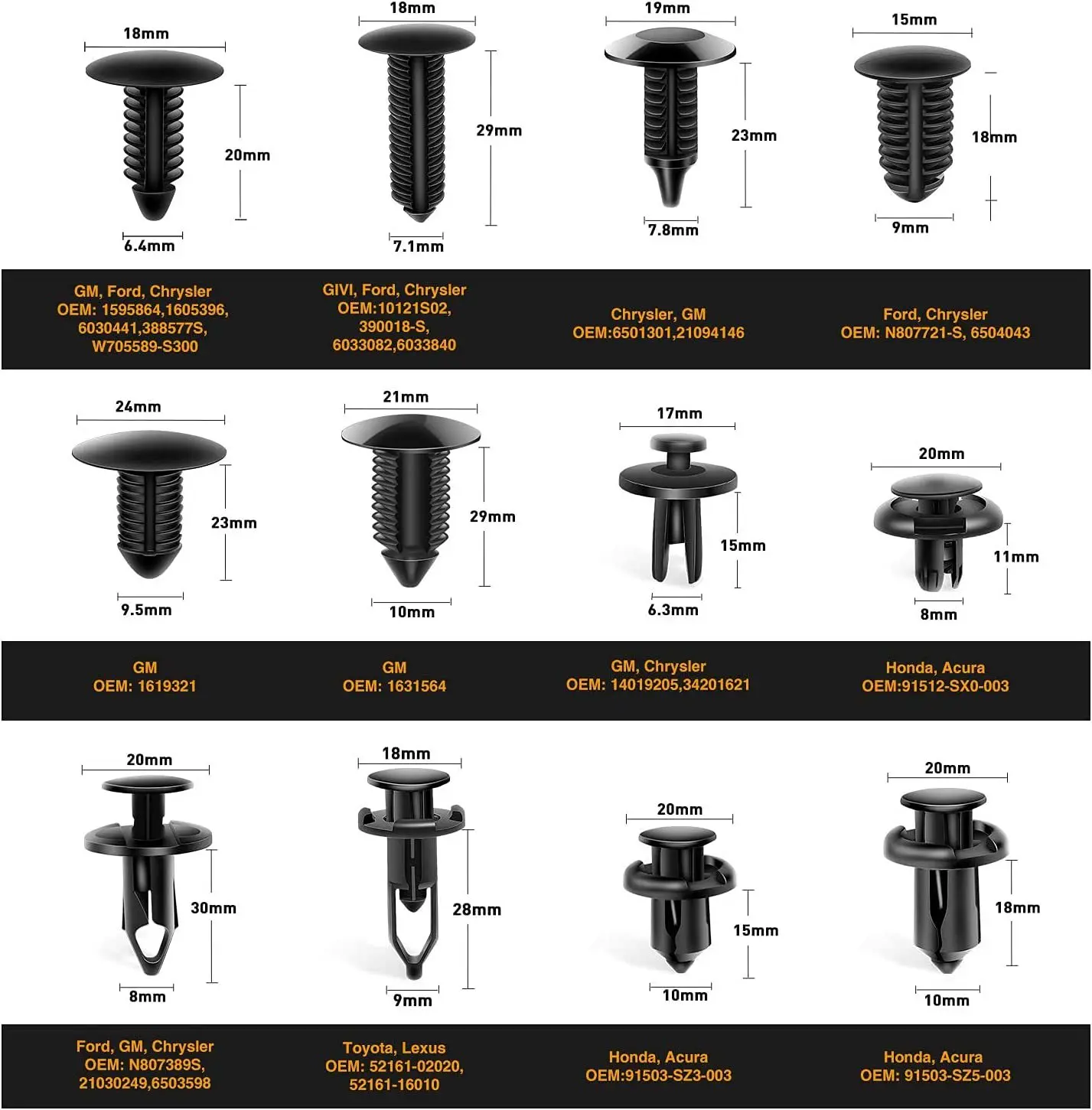 240Pcs + 5 remover Automotive Plastic Car Clips for Car and Auto Fasteners & Clips Push Type Retainer Bumper Rivet and Clip