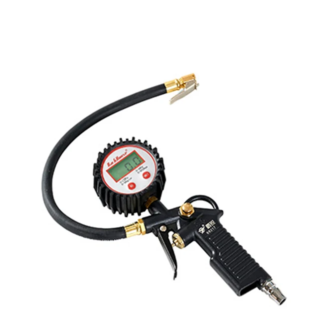 Tire Inflator Gun Gauge with Flexible Hose Tyre Pressure Test Gauge for Car