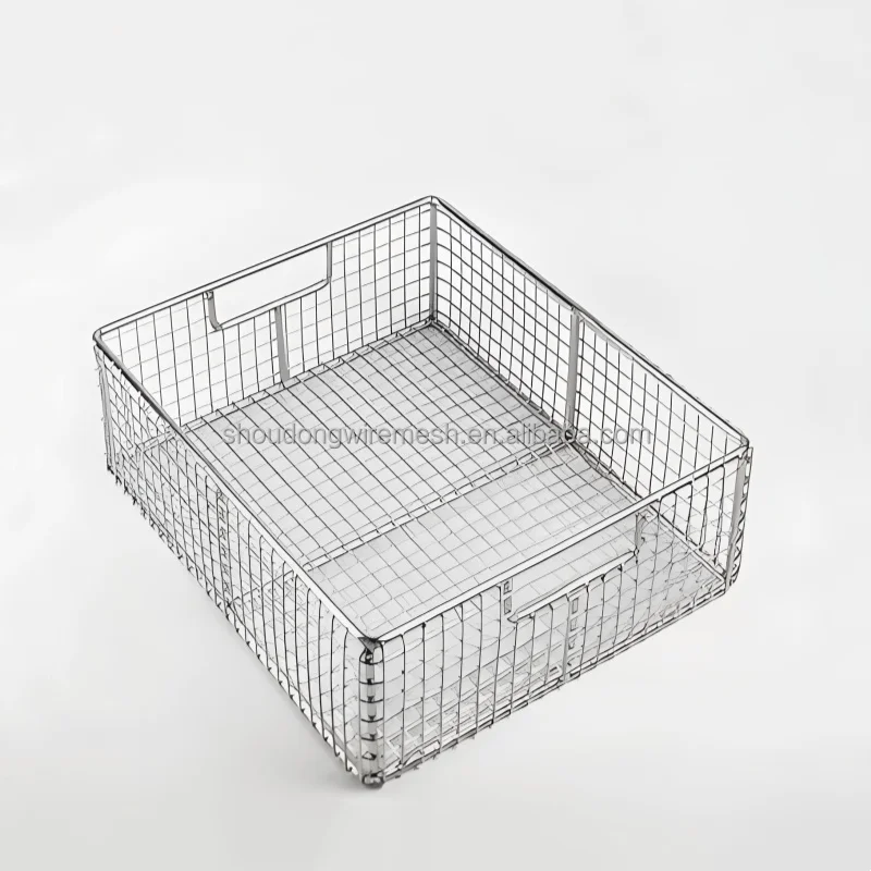 Cleaning basket modern sterilization blue metal stainless steel woven mesh basket