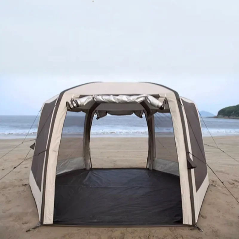 High-End Custom Design Event Hexagonal Glamping Outdoor Camping Inflatable Air Tube Tent For Family Camp