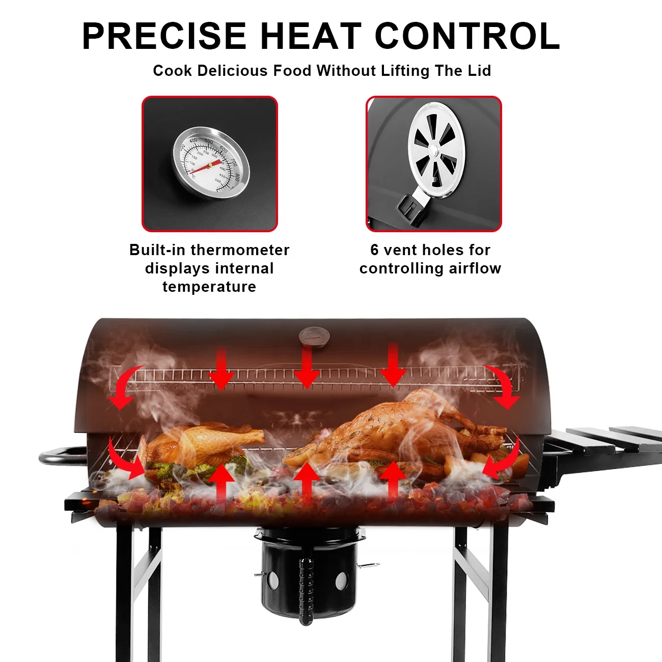 High Quality Smokeless Heavy Duty BBQ Grills Large Charcoal Grill Trolley Barbeque Smoker Rotisserie Barbecue BBQ Charcoal Grill