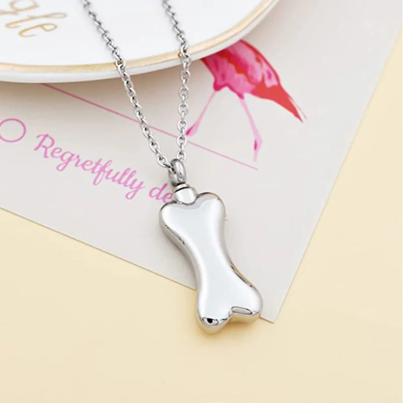 Ashes-Shaped Stainless Steel Paw Print Perfume Bottle Neck Commemorative Pet Dog/Cats Cremains Urn