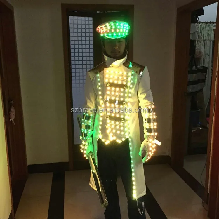 LED Bar KTV Wine Service Suit Clothes Gloves Glasses Suit Jacket Garment Event Luminous Costume Led Robot Dance Show Party