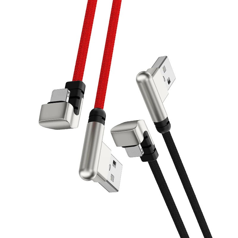
USB 2.0 Elbow Connector for lightning Mobile games Data Cable 2.4A Charging Cable 
