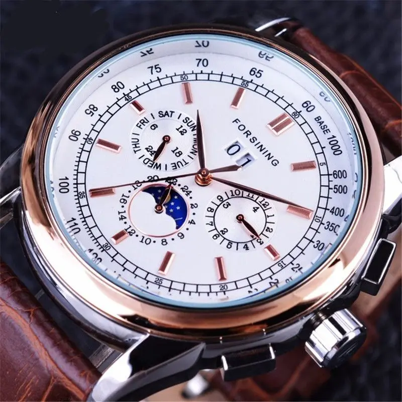 Men Watches Brand Automatic Mechanical Watch Male Genuine Leather Business Wristwatch