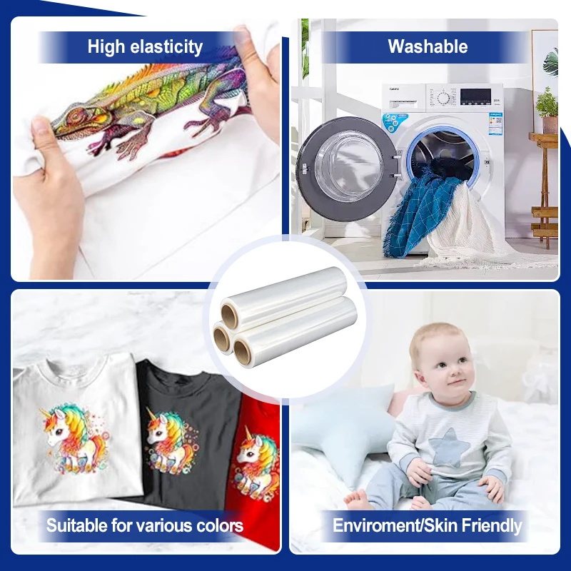 30cm*100m One Side Matte Transfer DTF Pet Film For T Shirt Shoes Hoodie Pillow Towel Prints DTF Printer