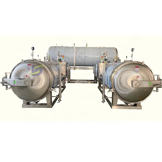 Chili sauce three pot parallel water-bath type retort autoclave sterilizer machine