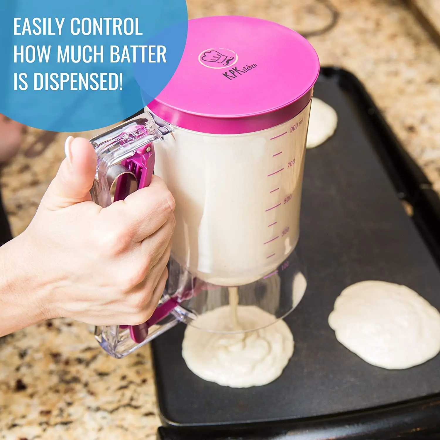 Pancake Cupcake Batter Dispenser Bakeware Maker with Measuring Label