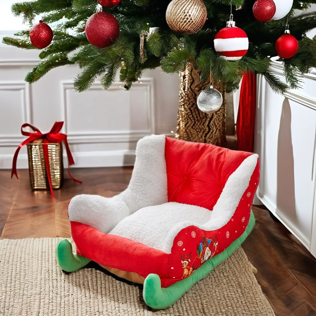 Original Design XL Velvet Pet Bed Winter Warm Cloud Nest Cats Dogs Sustainable Fiber Cloth Sponge Materials Small Christmas Cat