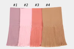 MXCHAN SJH2123 latest design classic beaded pleated hijabs muslim scarf hijab chiffon