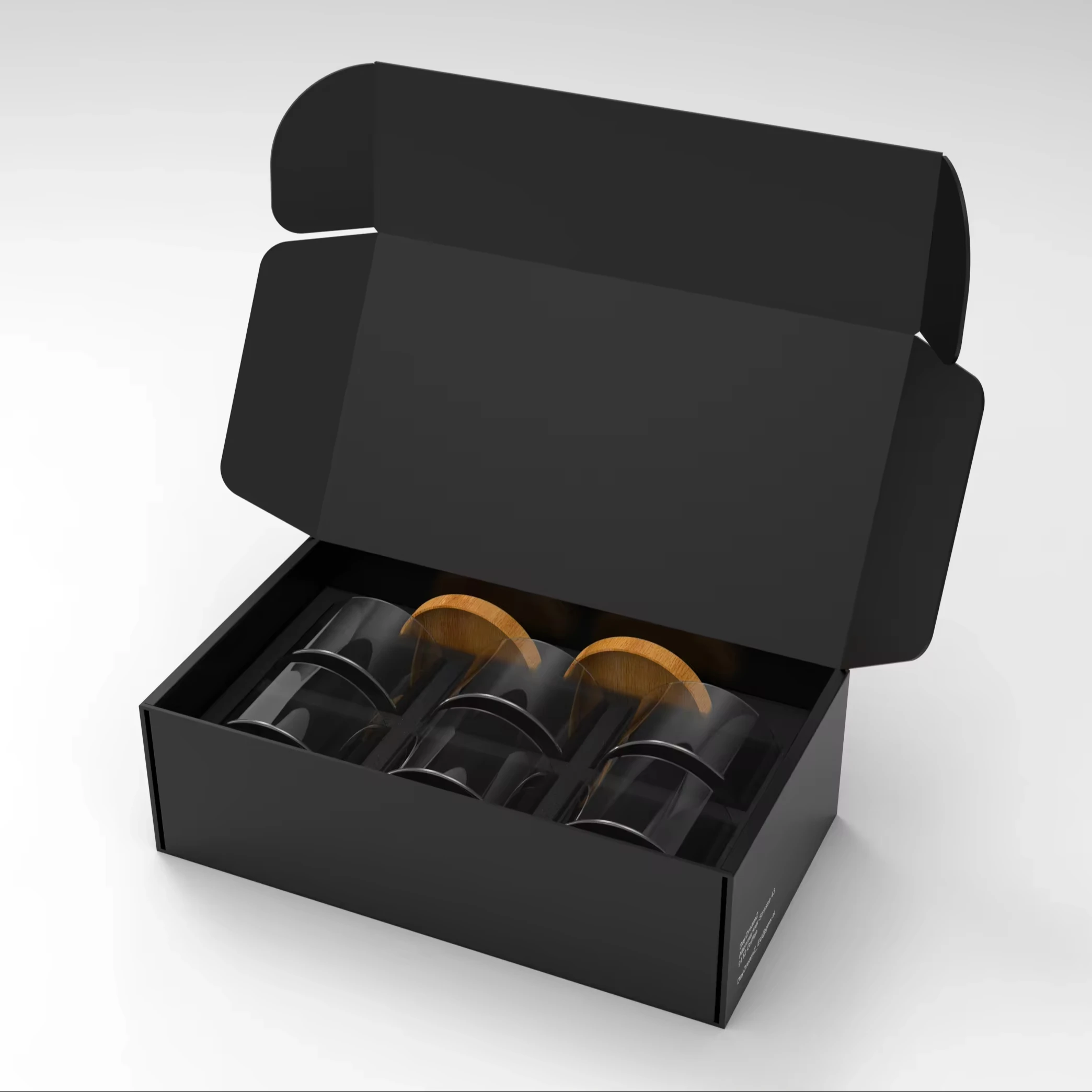 custom logo mailer shipping box coffee tin packaging corrugated cardboard tea caddy paper box black mailer glass jar with sponge