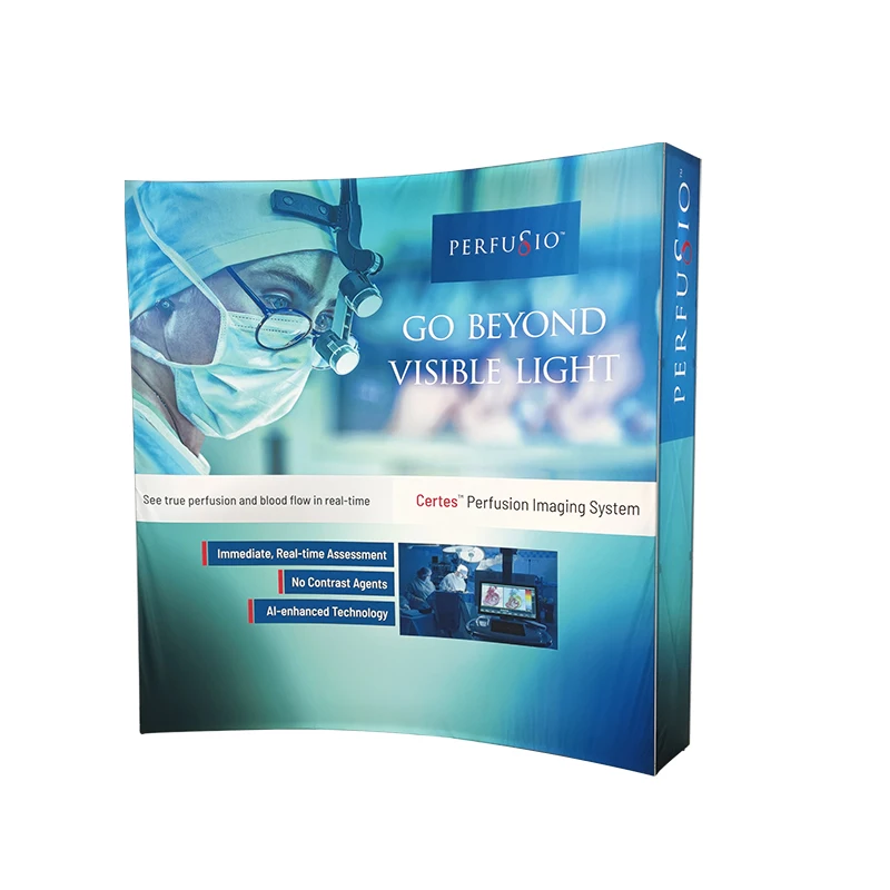 8 футов 10 SEG Expo выставка Торговая мероприятие светодиодная подсветка изогнутый фон всплывающая 3x3 всплывающий