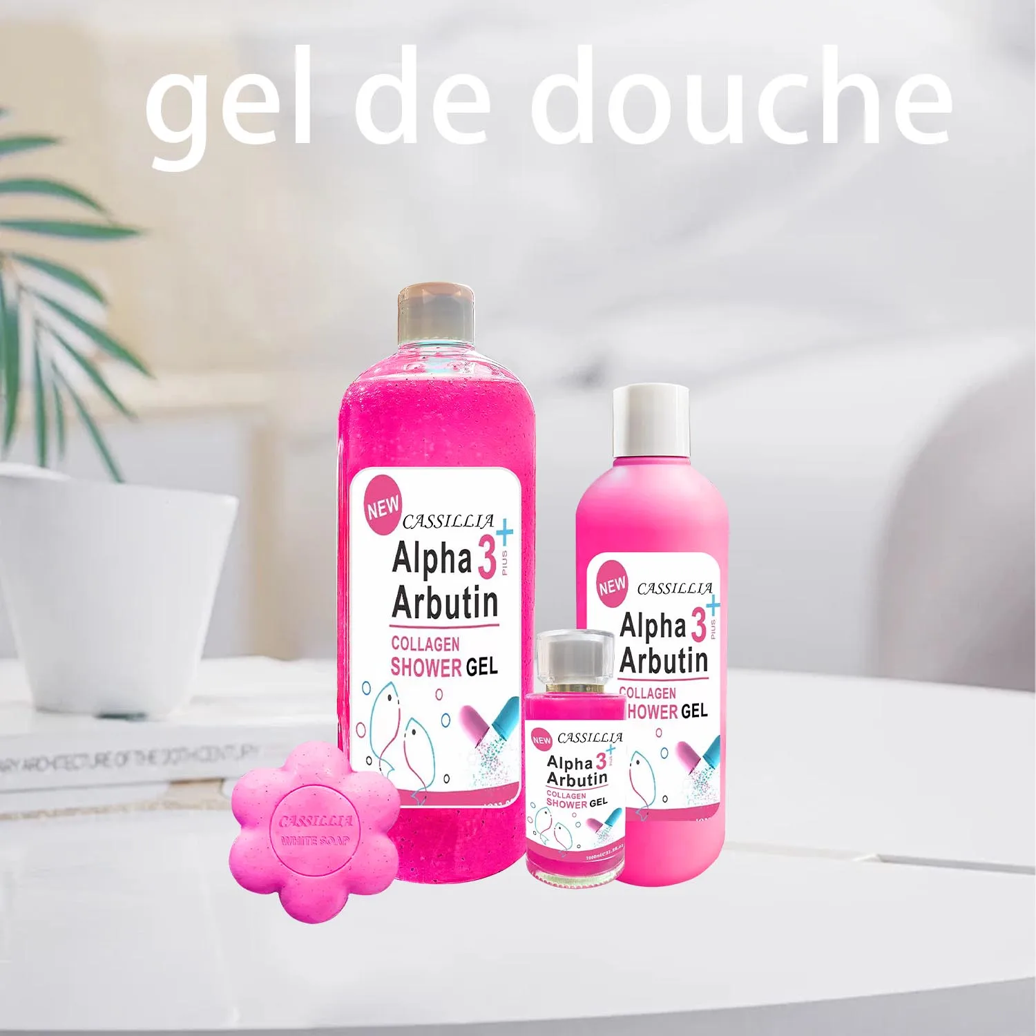 Private Label Organic Alpha Arbutin 3+ Collagen Refreshing Moisturizing Body Skin Care Shower Gel de douche Whitening Body Wash