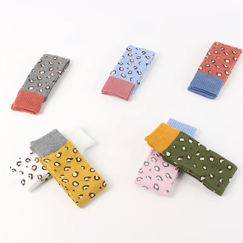 Новинка, Детские леопардовые носки, Хлопковые гольфы для девочек до колена, детские носки