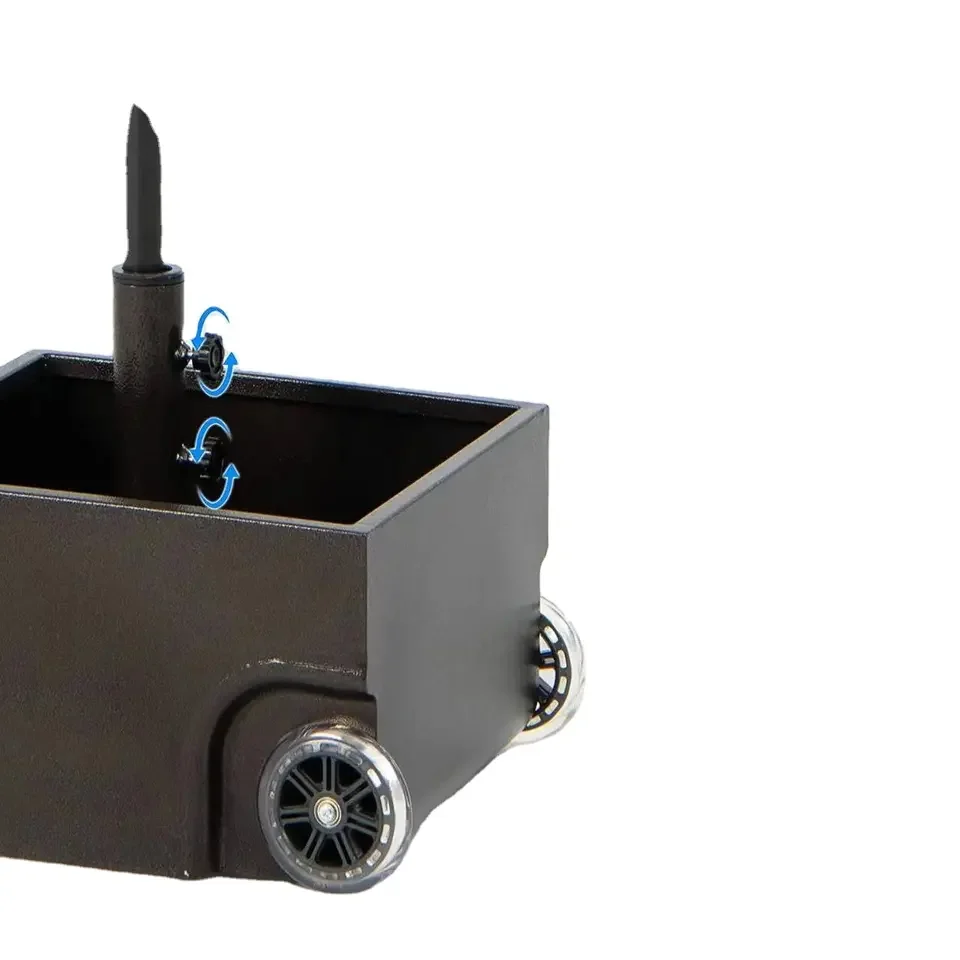 2-in-1 Patio Umbrella Base, Fillable Umbrella Stand with 2 Universal Wheels, Garden Flower Box with Drainage Hole