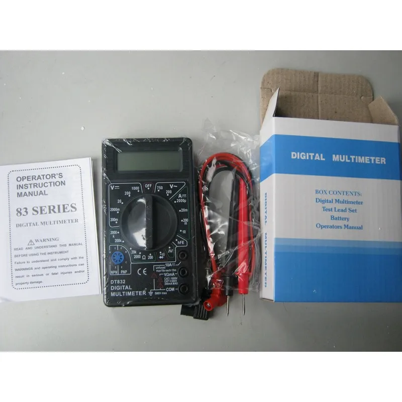 Цифровой мультиметр DT830D DT832, мультитестер с зуммером 9 В, электронный инструмент