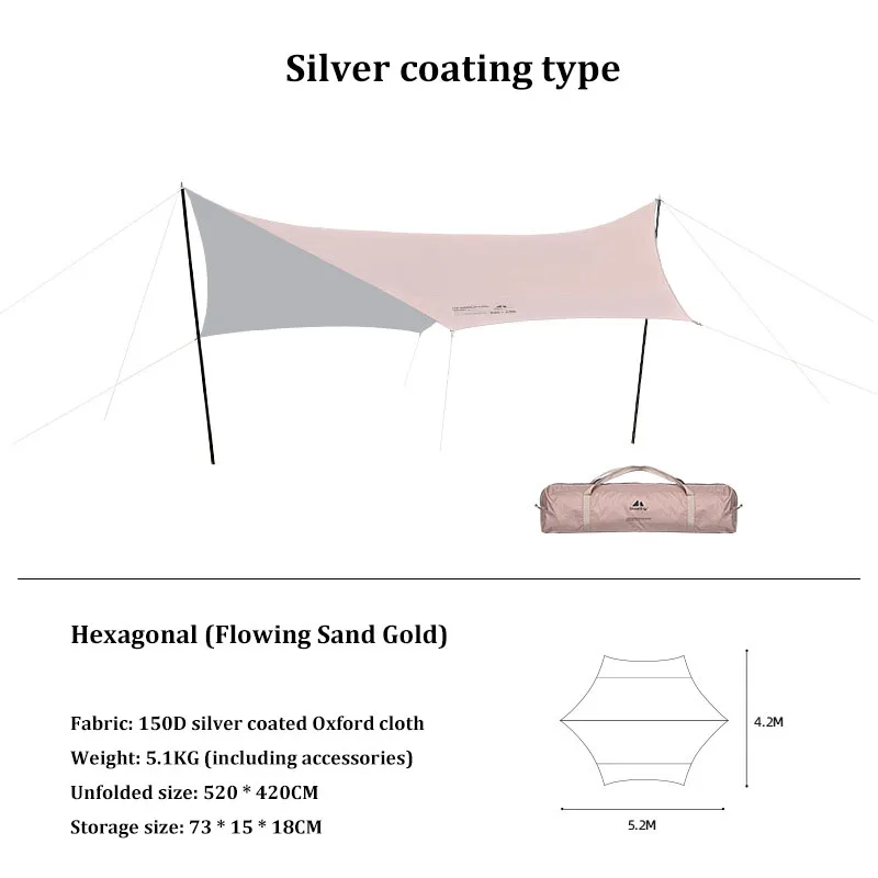Jetshark Outdoor Windproof Rainproof Sunscreen Tent 210D Oxford Cloth Canopy Tent Oversize Camping Tarp