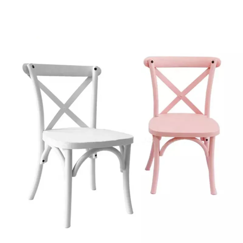 White pink Color Kids Plastic Children Crossback Chair Material X Back Chair for Wedding Event