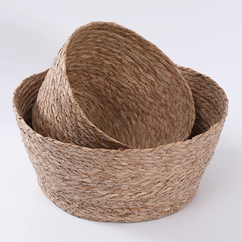 Professional Factory Custom Woven Baby Changing Hand Made Natural Seagrass Market Basket