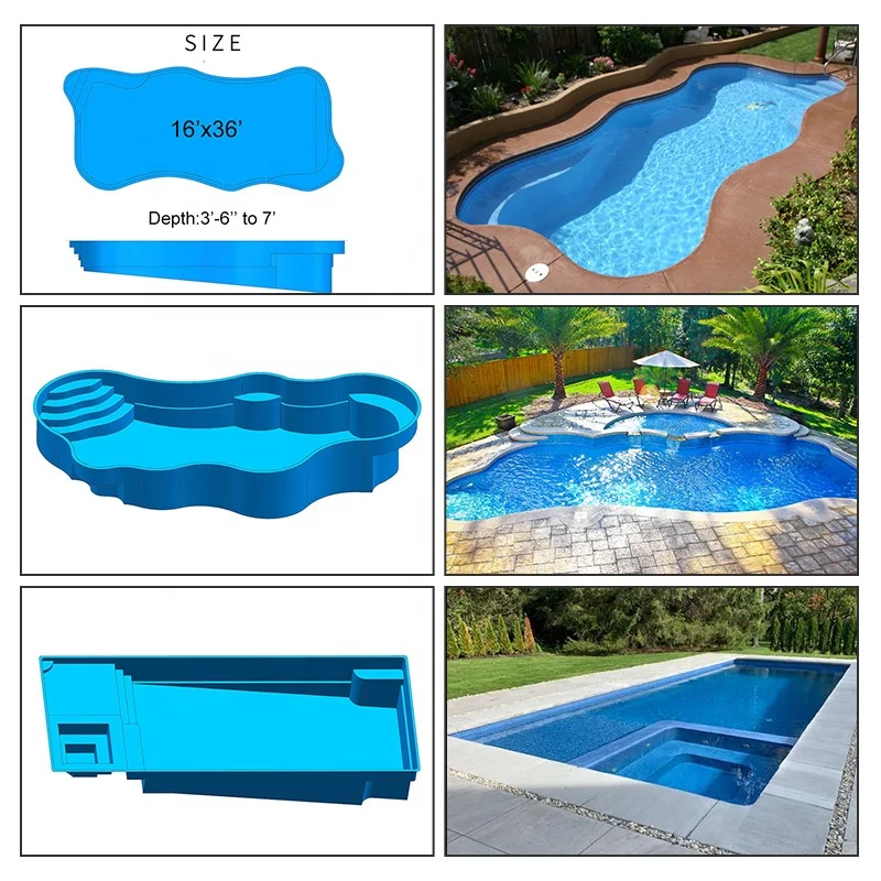 custom factory directly free standing fiberglass swimming pool design Prefab Fiberglass Pool small container fiberglass pool