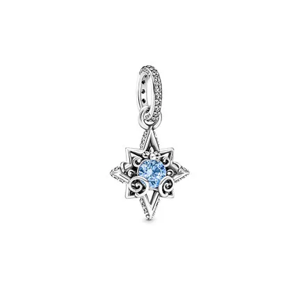 
925 Sterling Silver Blue CZ Disney Cinderella Story Blue Star Dangle Charm Fit Pando Bracelet Fashion DIY Jewelry Gift For Women 