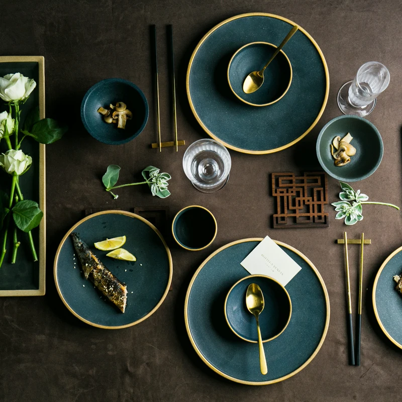 WinWin Ceramic garbo colored glazed stoneware plates sets for restaurants ceramic dinner dinnerware set with CE certificate