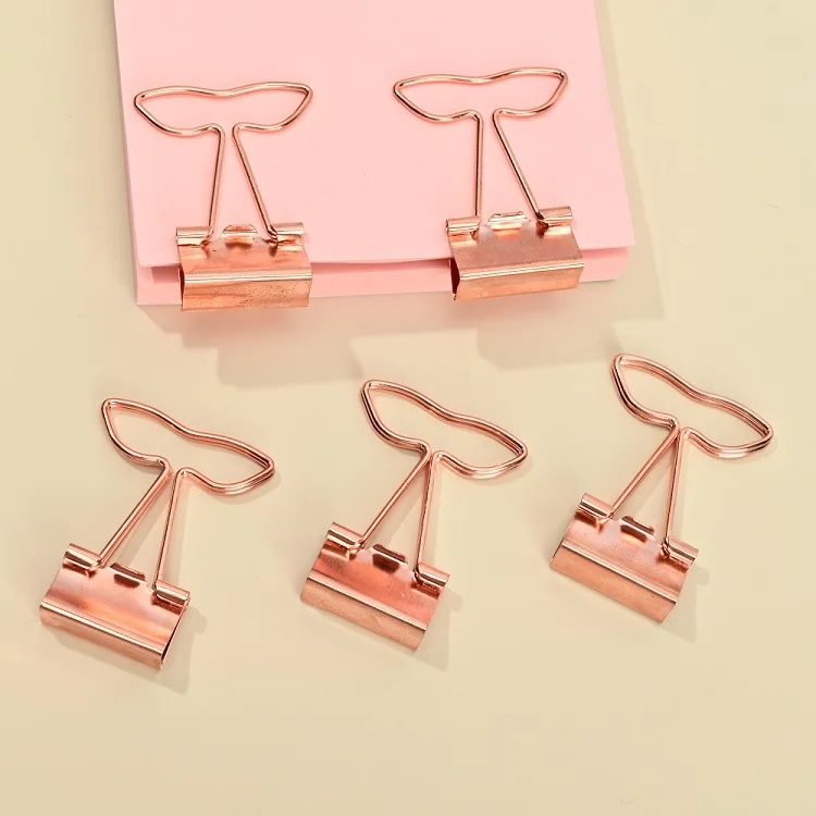 Promotional Metal Rose Gold Cheap Heart Fish Tails Shape File Binder Paper Clip For Office