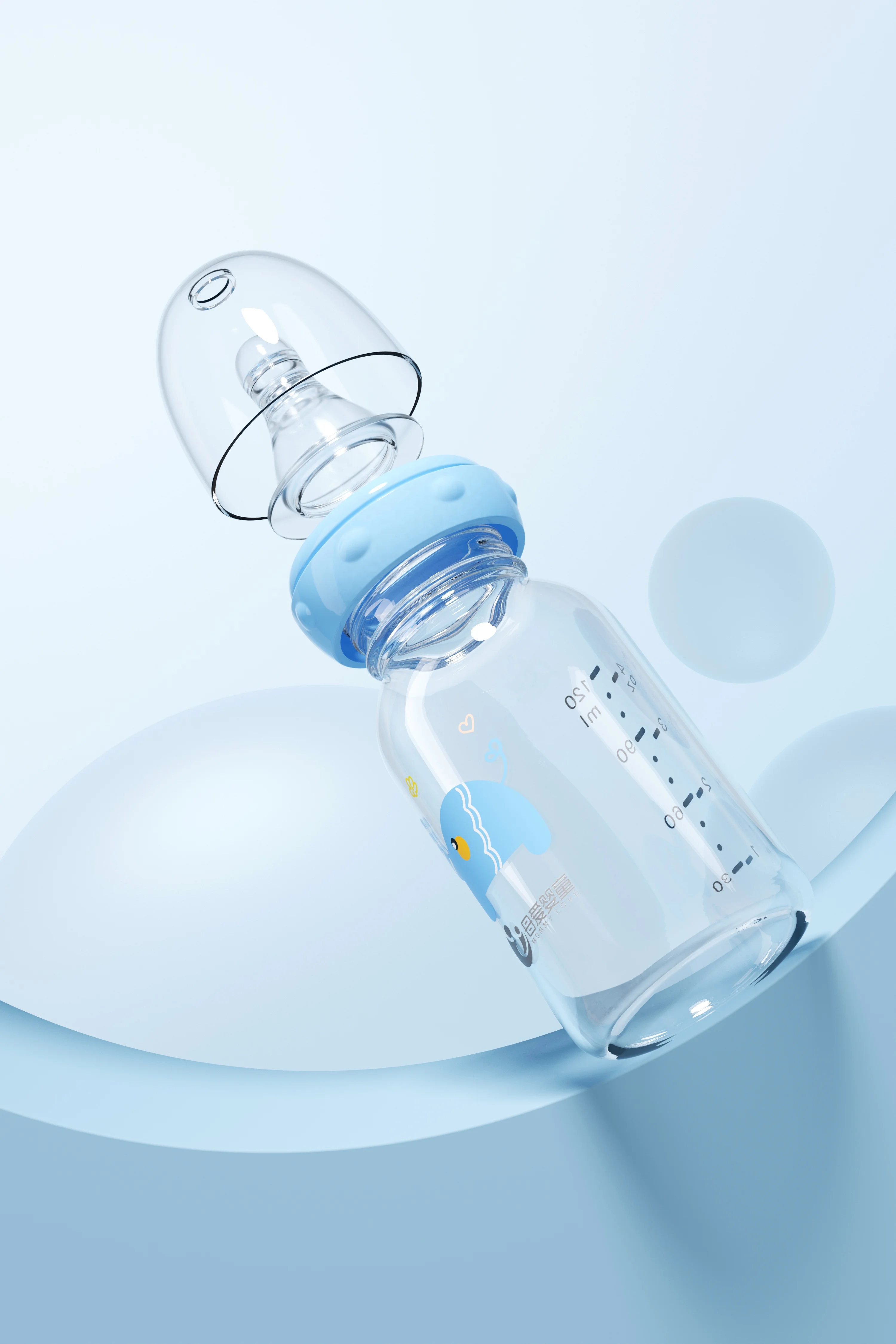 Custom 120ml 4oz medium borosilicate glass baby bottle glass baby milk bottle wholesale straight glass feeding bottle for baby