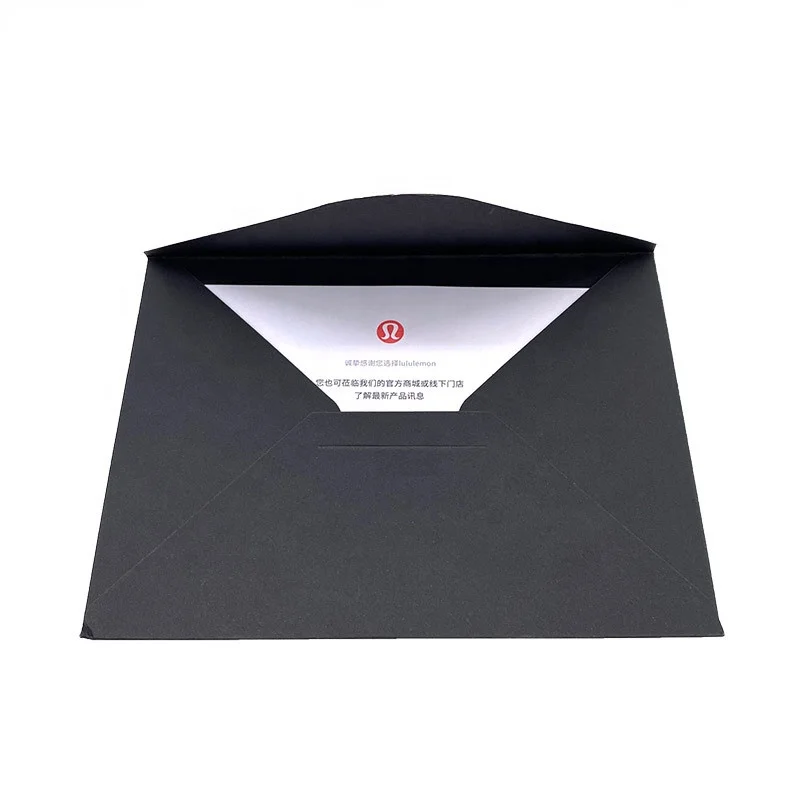 Luxury gold foil stamping logo custom printing black cardboard envelope with greeting cards thanksgiving letters with envelops