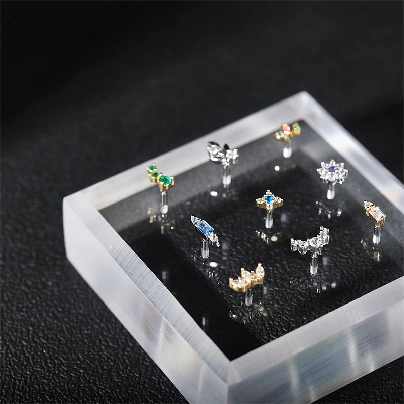 POENNIS Jewelry Holder Organizer Earring Stud Labret Belly Barbell Acrylic Body Piercing Jewelry Display Stand Belly Ring Holder