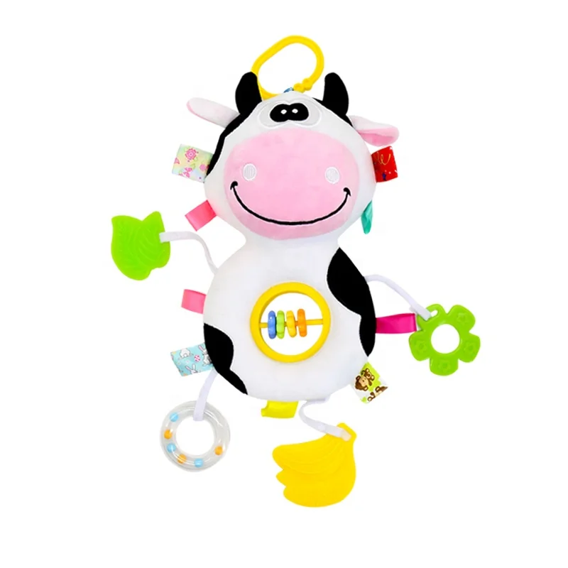 AUGLEKA Wholesale custom plush hanging rattles interactive toys Newborn Birthday Gifts teether stuffed & plush toy animal