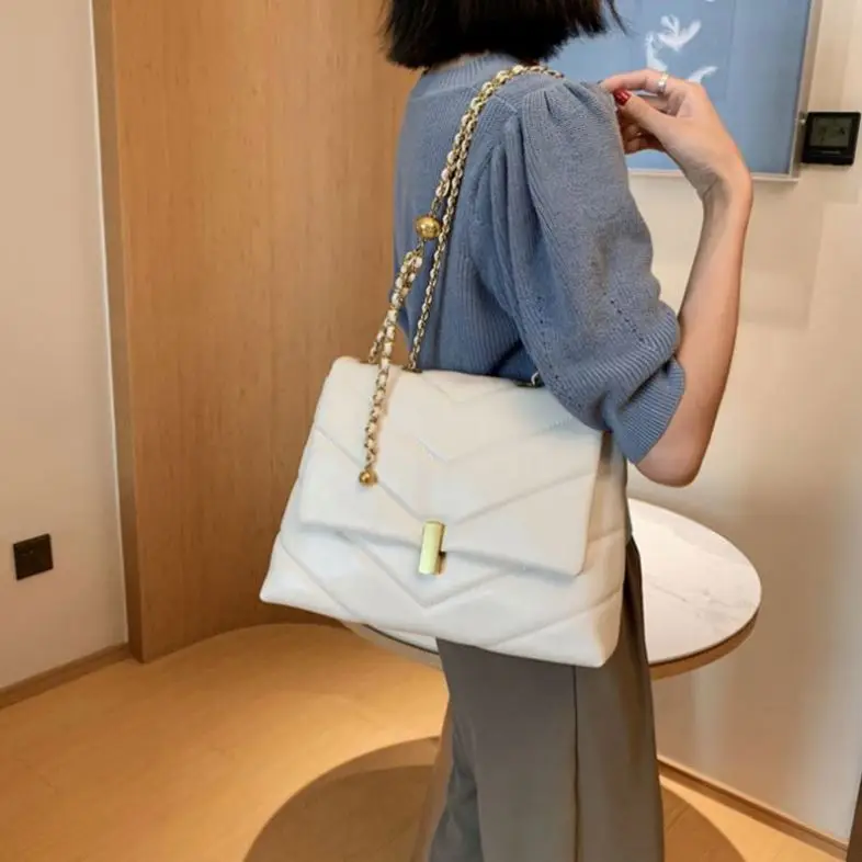 Casual Large Shopping Totes Bags Fashion Designer Pure Color Underarm Bag Luxury Ladies Thread Armpit Packs Crossbody Handbags