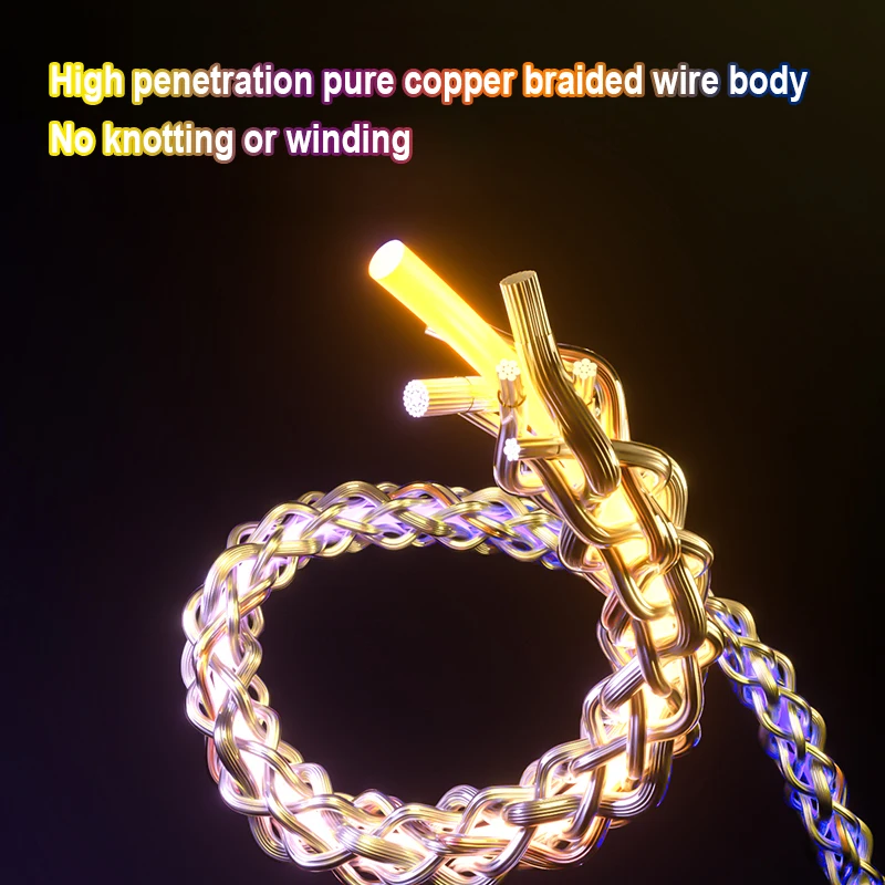 6A 120W Zinc alloy With light Cable Fast Charging Micro USB Type C Cable for Xiaomi Huawei Charger Phone Data USB Cord