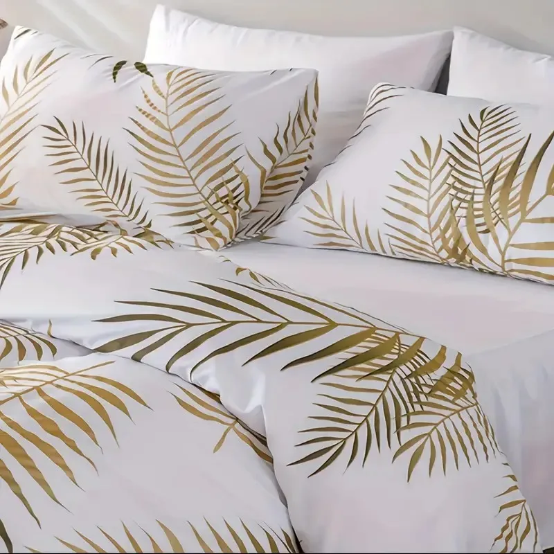 AOYATEX Fashion Bedding set Soft and Comfortable Duvet cover set Polyester Golden Leaf 3D HD Digital Printed duvet cover set