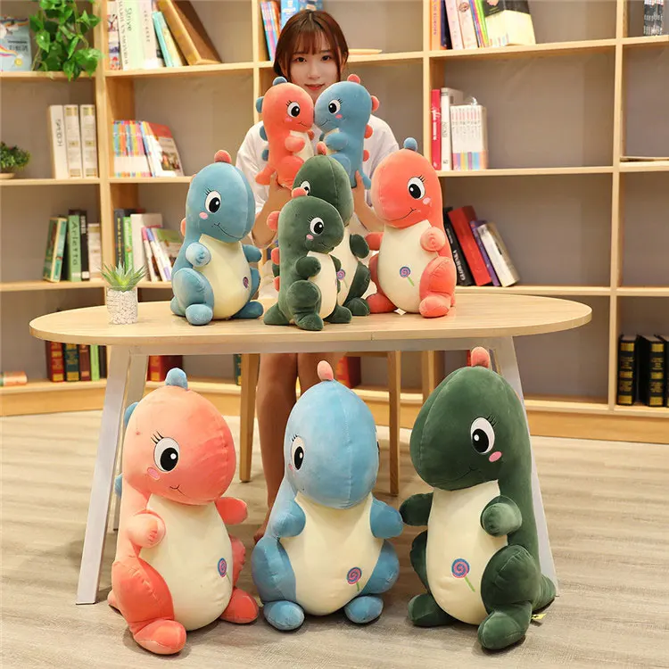 Hot selling small dinosaur stuffed short plush toy light blue soft toy for children room decoration green  doll birthday present