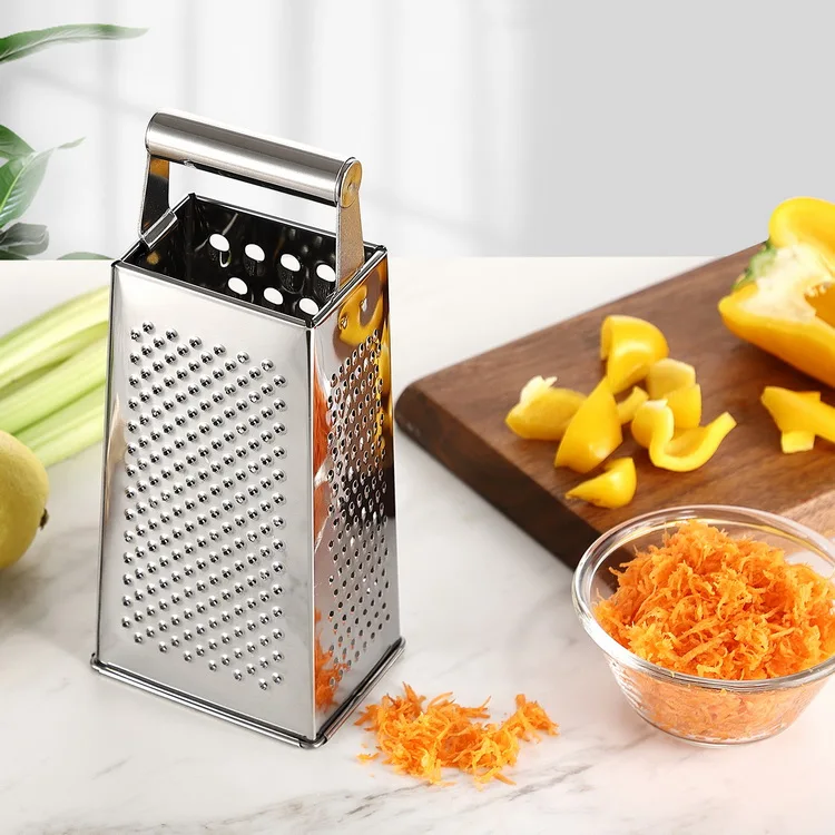 4-sided 8 inch cheese and Vegetable shredder grater cutter and slicer with handle