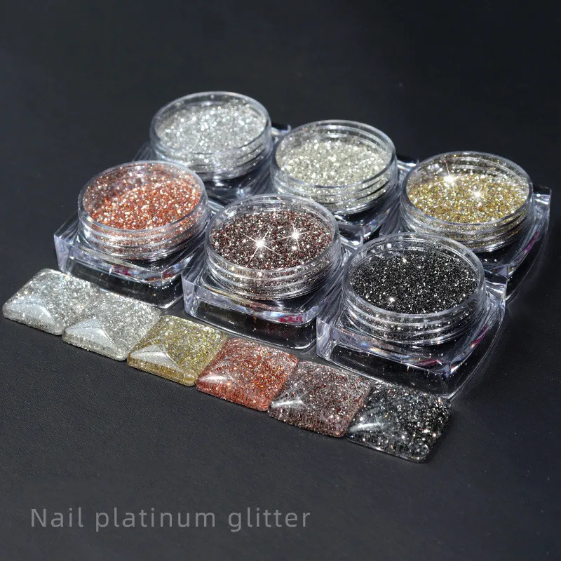 Wholesale 6 Color 1kg/Bag Nail Gradient Broken Diamond Pink Platinum Glitter For Nail Crystal Diamond Powder