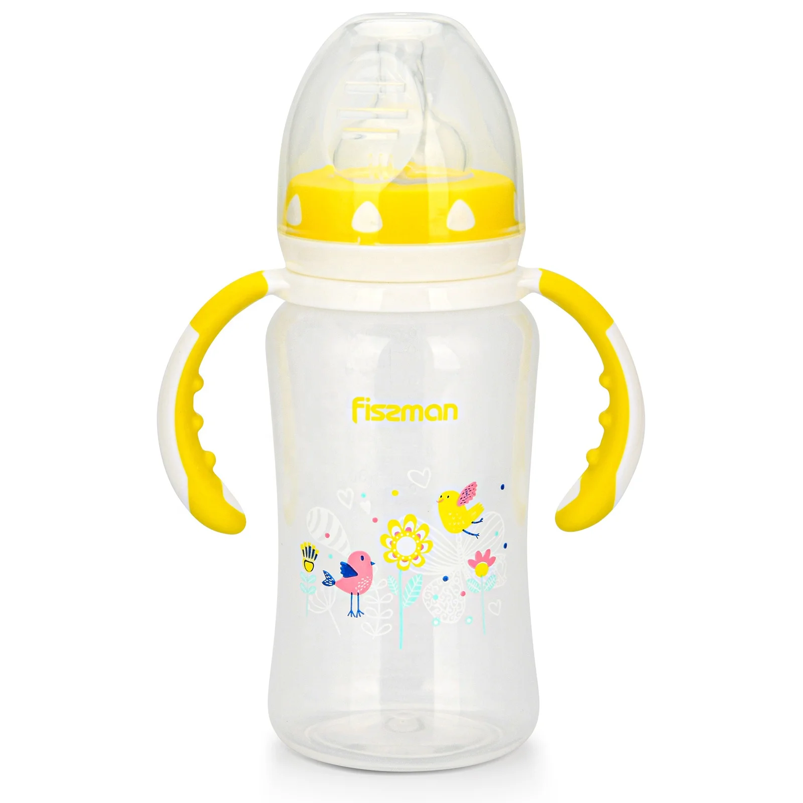 Fissman silicone nipple PP 300ml  Baby water drinking bottles milk drinking baby feeding bottle with handle